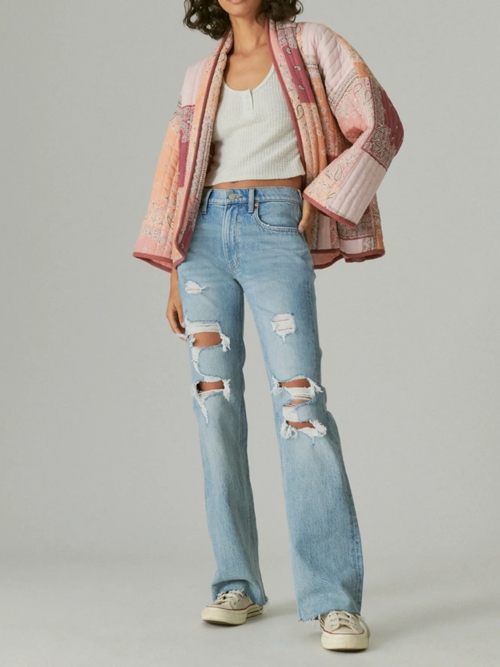 Lucky Brand Mid Rise Distressed Light Wash Flare Jeans Blue Size 12/31